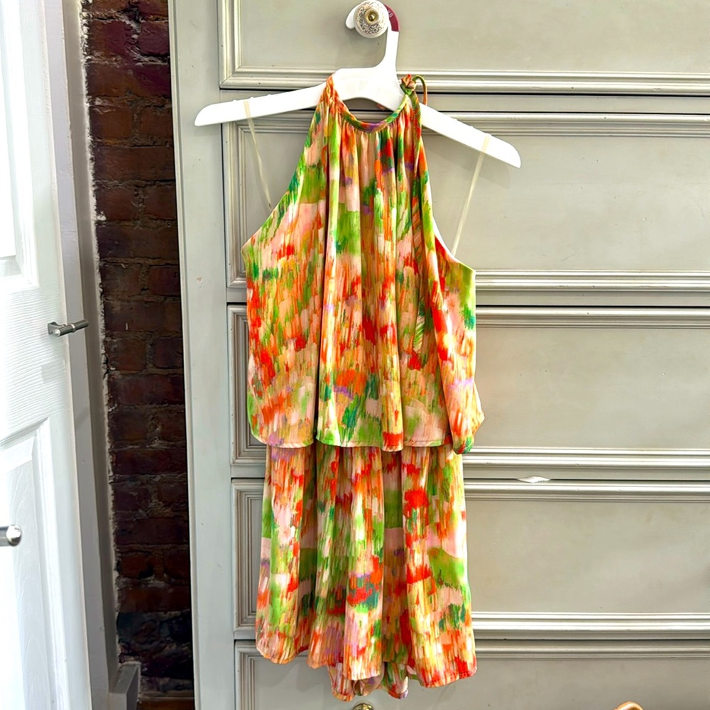 Multicolored halter romper